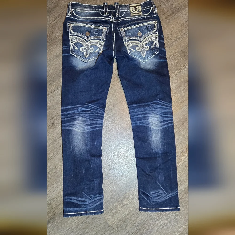 Rock Revival Slim Straight Mens Jeans Size 34 - Picture 12 of 16